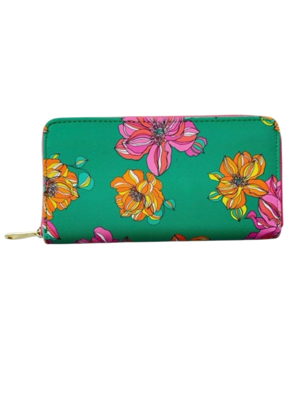 Trina Turk Floral Zip-Around Wallet in Green Floral